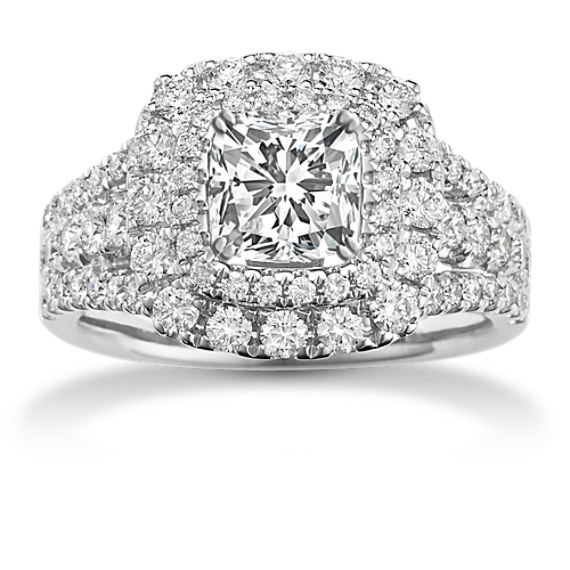 double halo split shank engagement ring