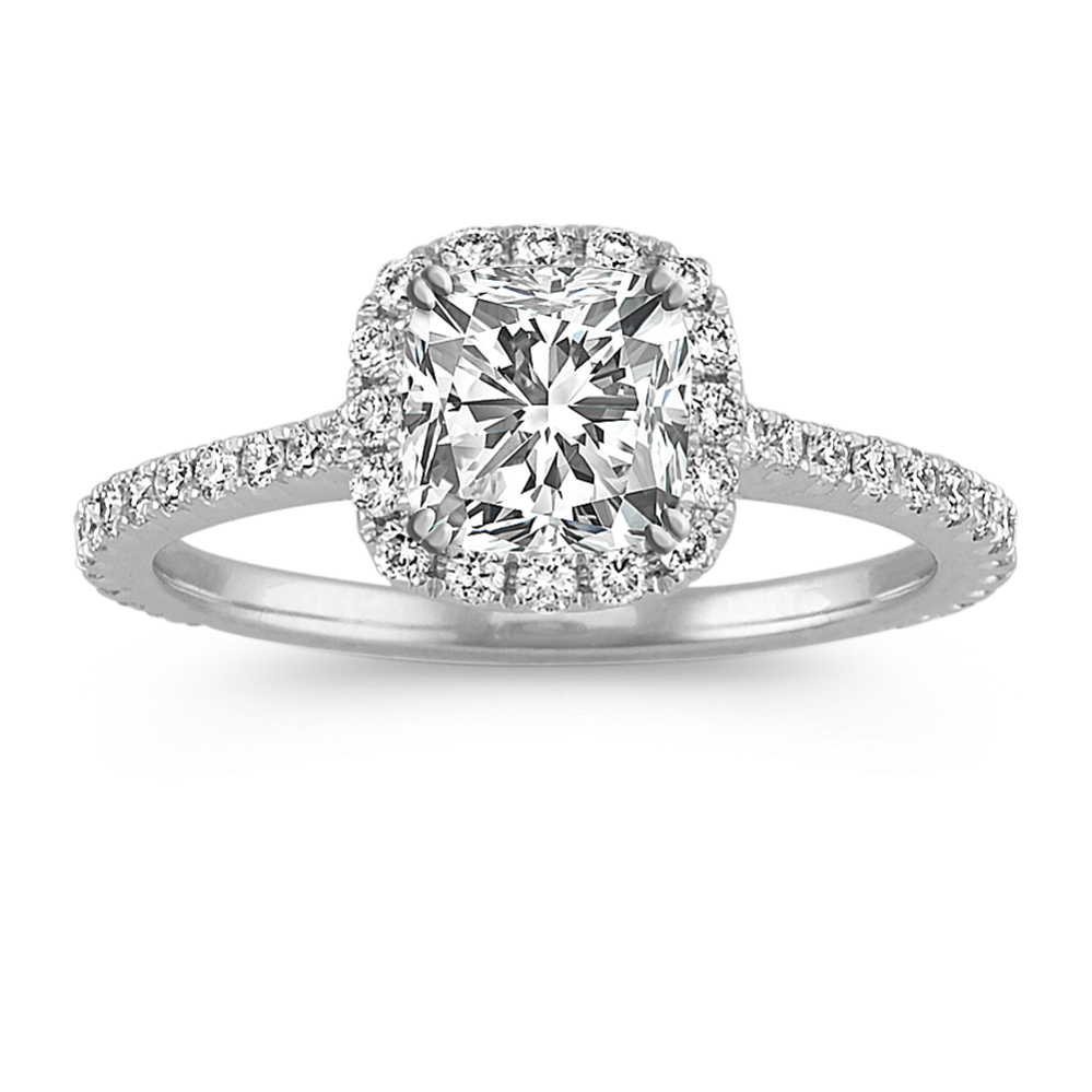 Ella Halo Engagement Ring for 1 ct Cushion