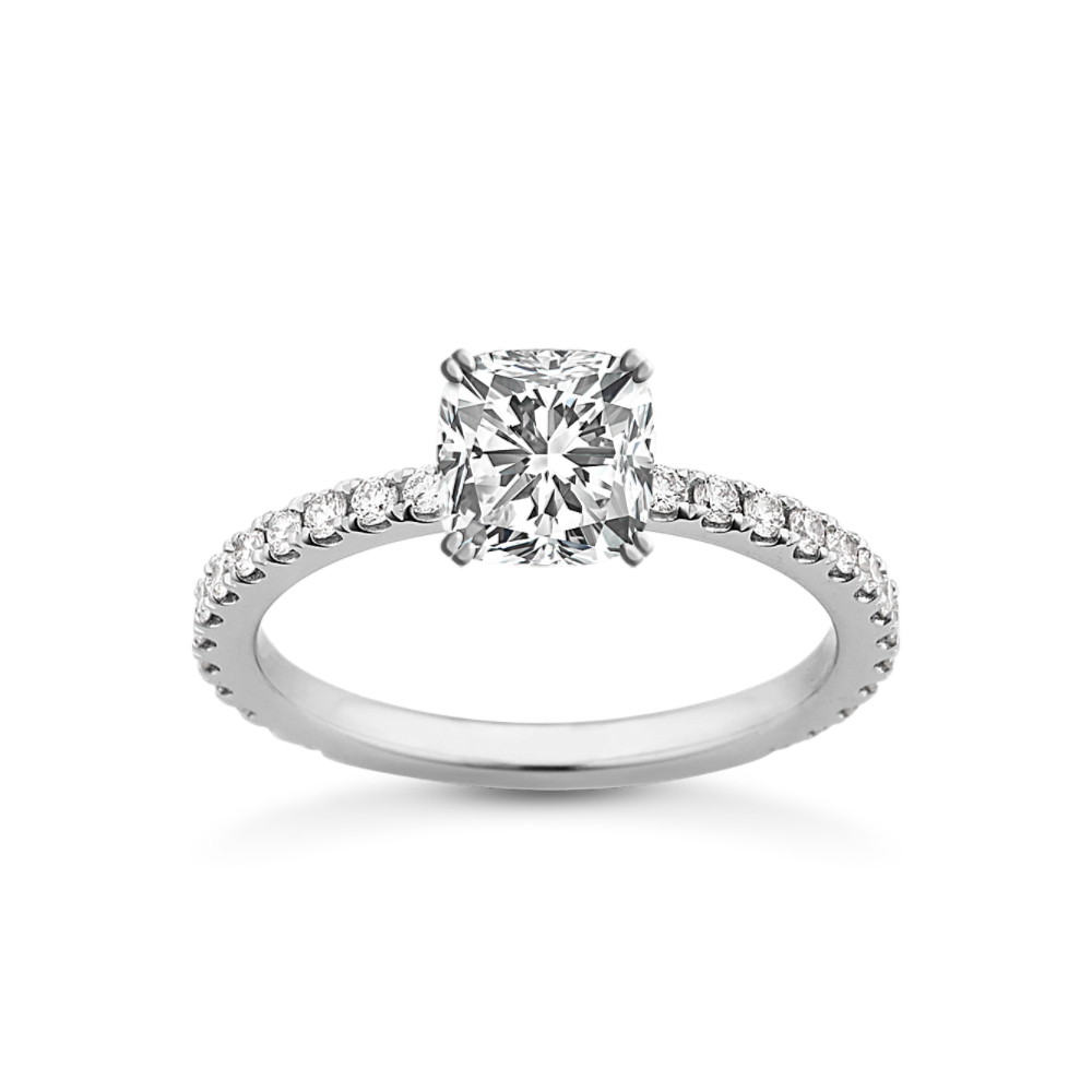 Darcy Pave-Set Natural Diamond Engagement Ring in 14k White Gold