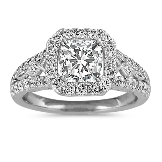 Vintage Diamond Halo Engagement Ring