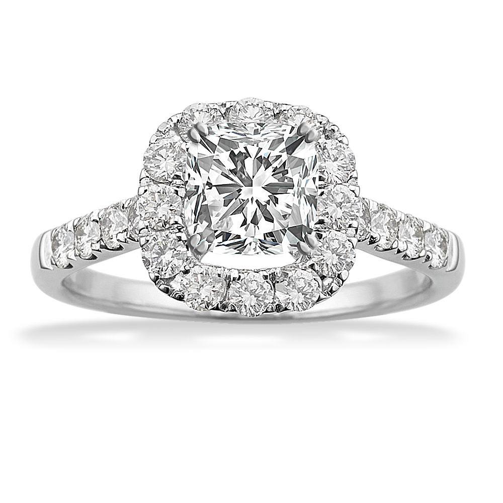 Sandrine Halo Diamond Engagement Ring in Platinum
