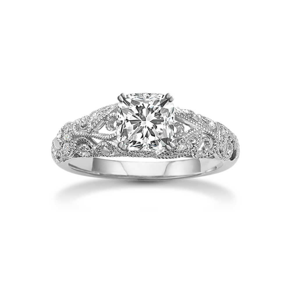 Cosette Natural Diamond Swirl Engagement Ring in Platinum