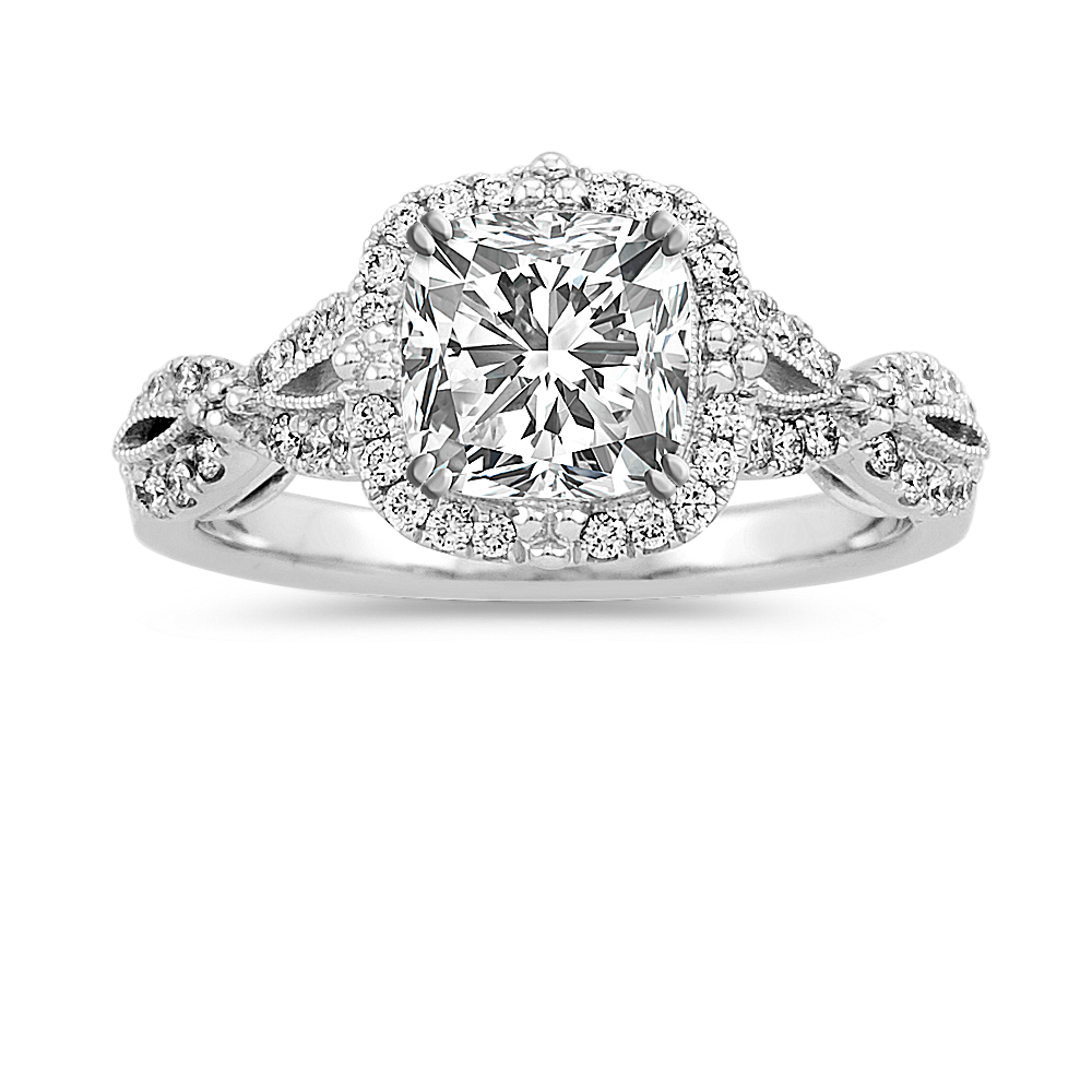 Coronet Diamond Halo Engagement Ring