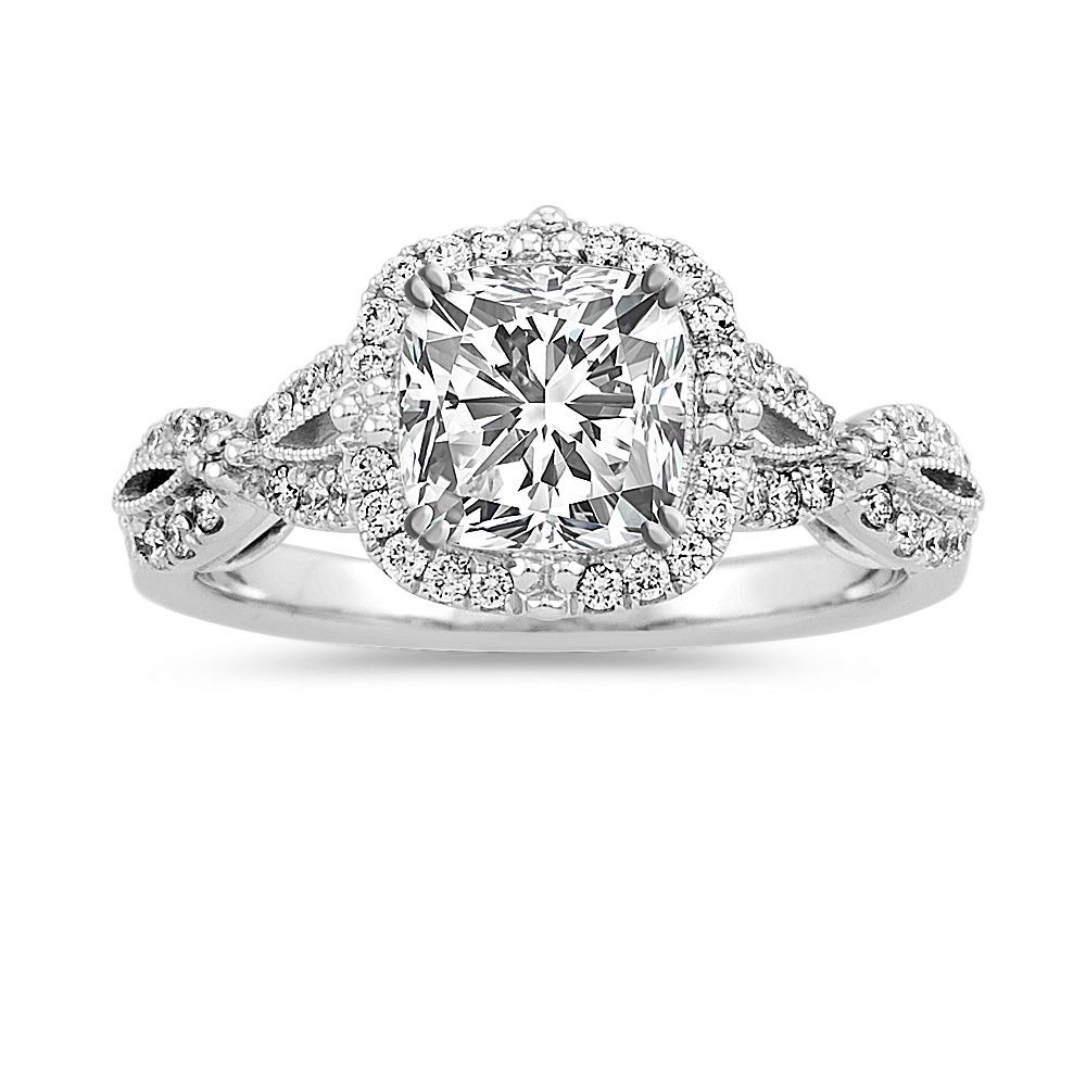 Coronet Diamond Halo Engagement Ring