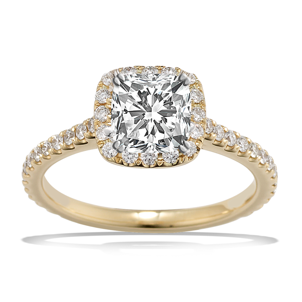 Ella Halo Engagement Ring for 1 ct Cushion
