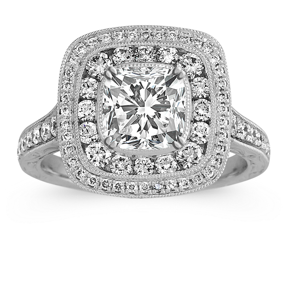 Vintage Diamond Halo Engagement Ring Setting Price