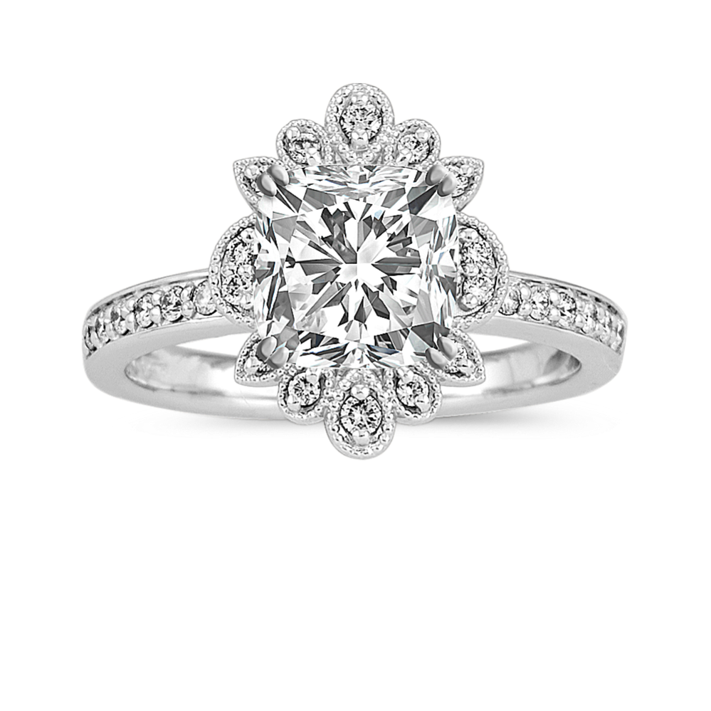 Vintage Diamond Halo Engagement Ring