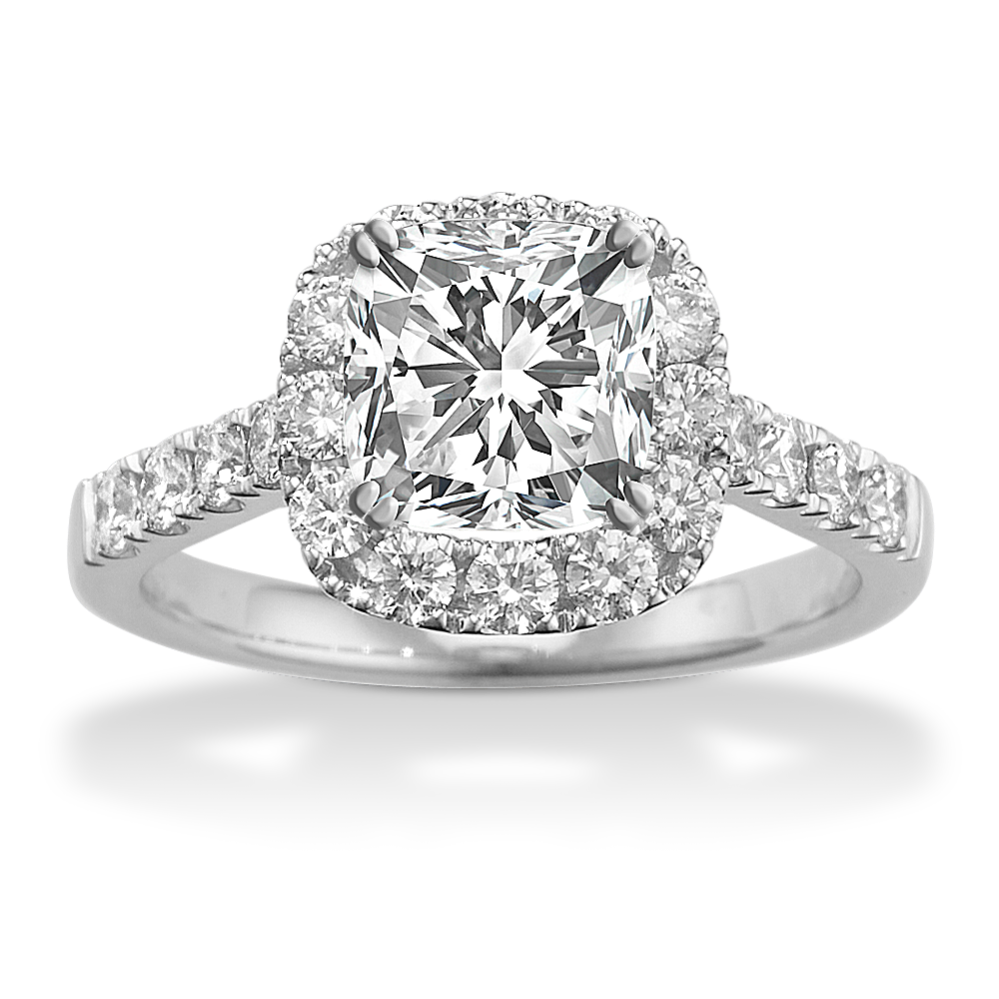 Sandrine Halo Engagement Ring for 1.50 ct Cushion