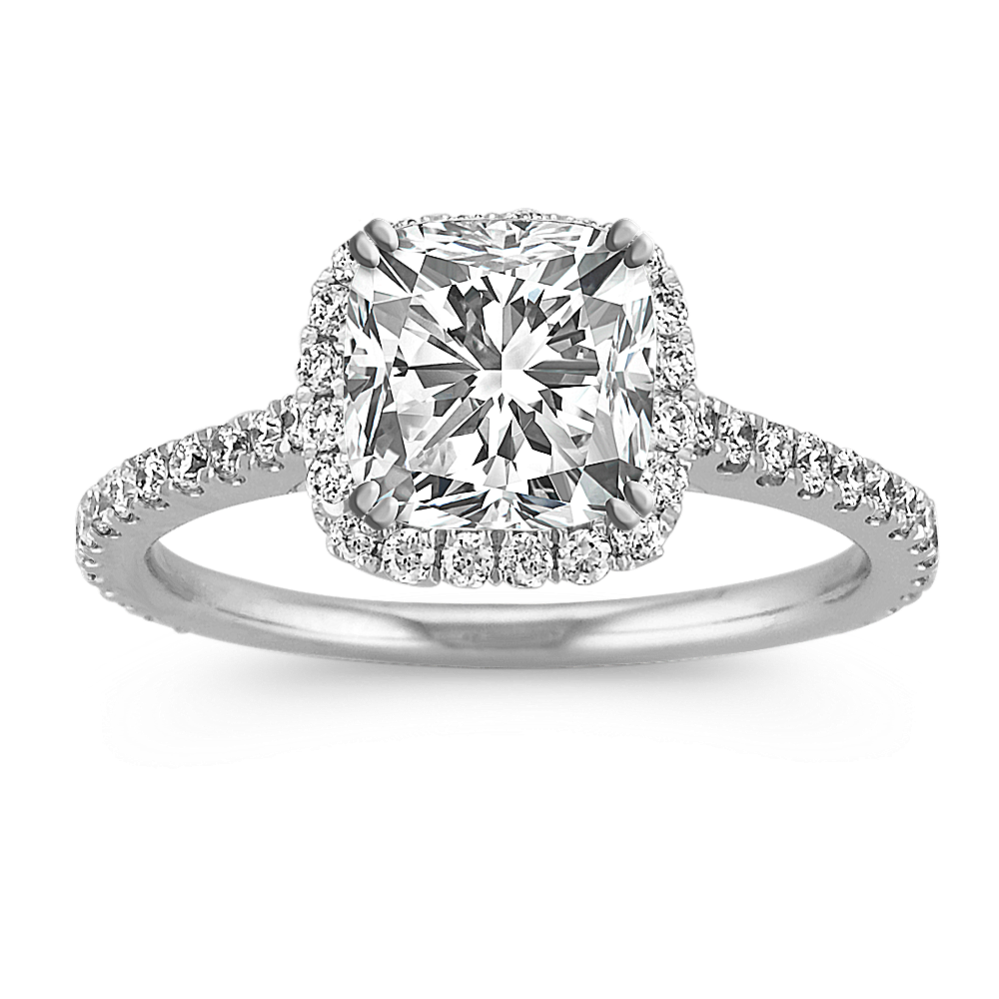 Ella Halo Engagement Ring for 1.50 ct Cushion Setting Price