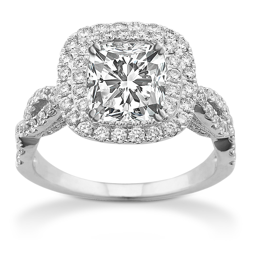 Double Halo Diamond Infinity Engagement Ring Shane Co