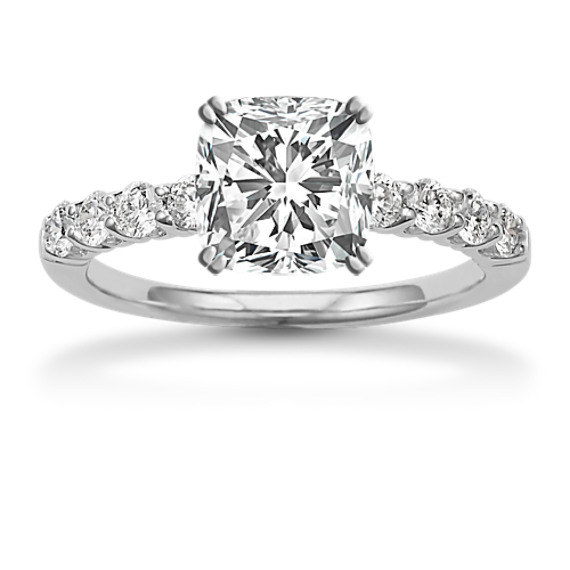 Classic Round Diamond Engagement Ring with Cushion Cut Diamond