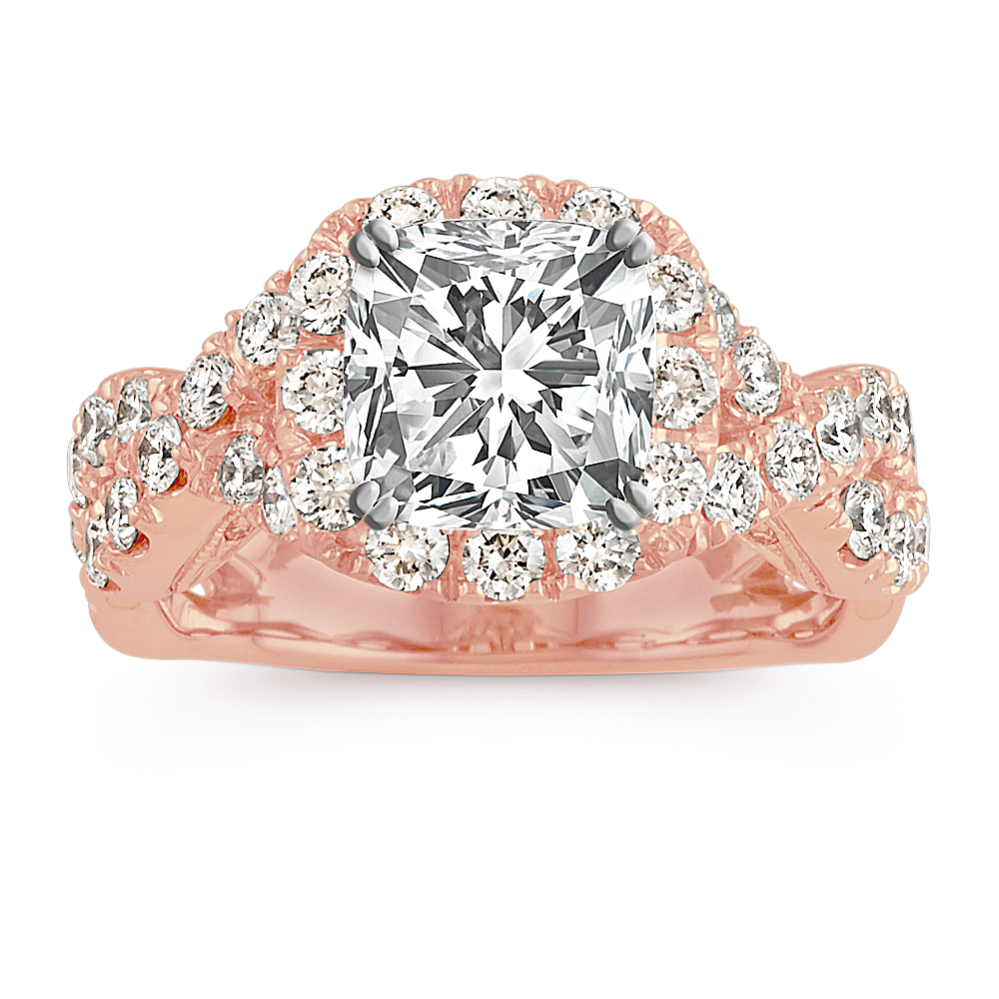 Alouette Halo Diamond Infinity Engagement Ring in 14k Rose Gold