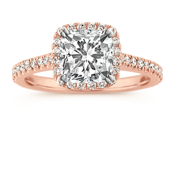 Halo Diamond Engagement Ring For 1 50 Carat Cushion Cut In 14k