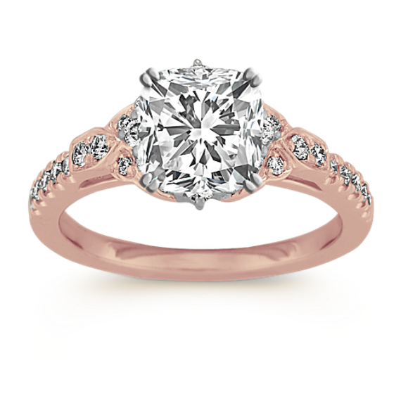 Diamond Halo Engagement Ring in 14k Rose Gold