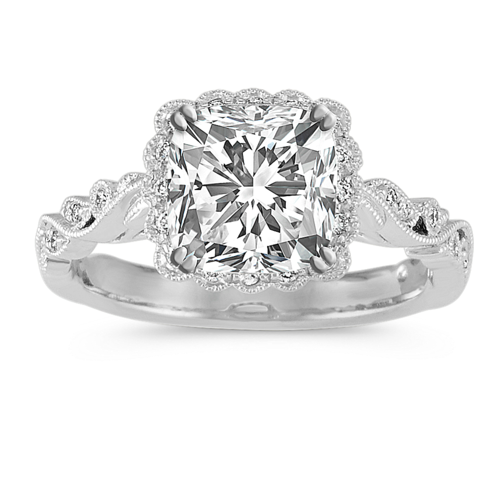 Chantilly Halo Engagement Ring (Cushion)