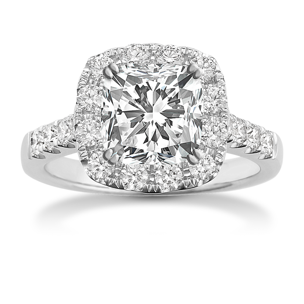Sandrine Halo Engagement Ring for 2 ct Cushion