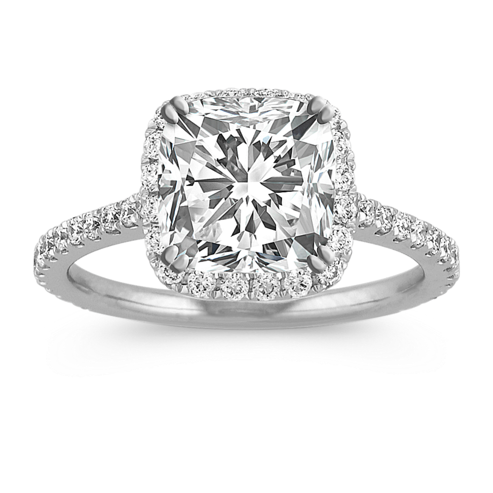 Ella Halo Engagement Ring for 2 ct Cushion