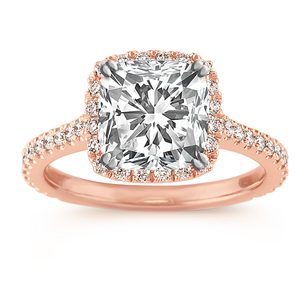 Ella Halo Engagement Ring for 2 ct Cushion