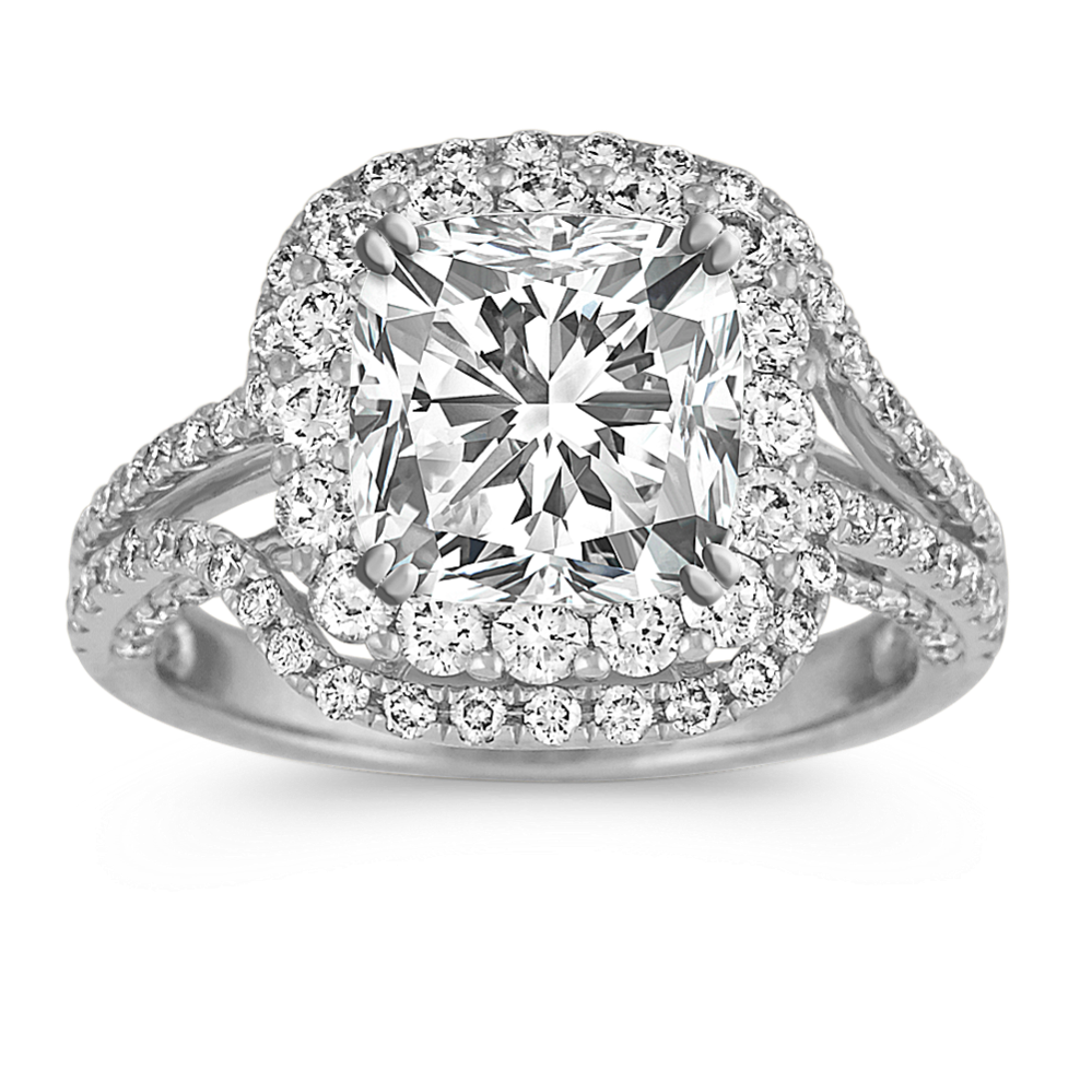 Cushion Halo Engagement Ring with Pave-Set Diamonds | Shane Co.