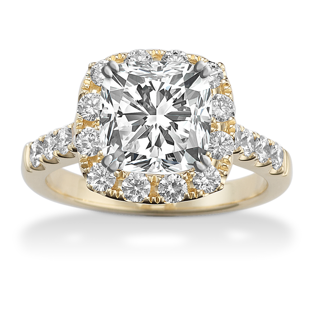 Sandrine Halo Engagement Ring for 2 ct Cushion