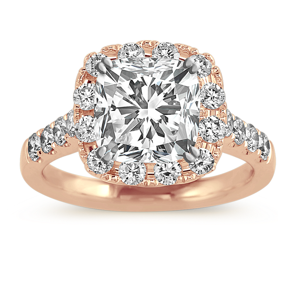 Sandrine Halo Engagement Ring for 2 ct Cushion