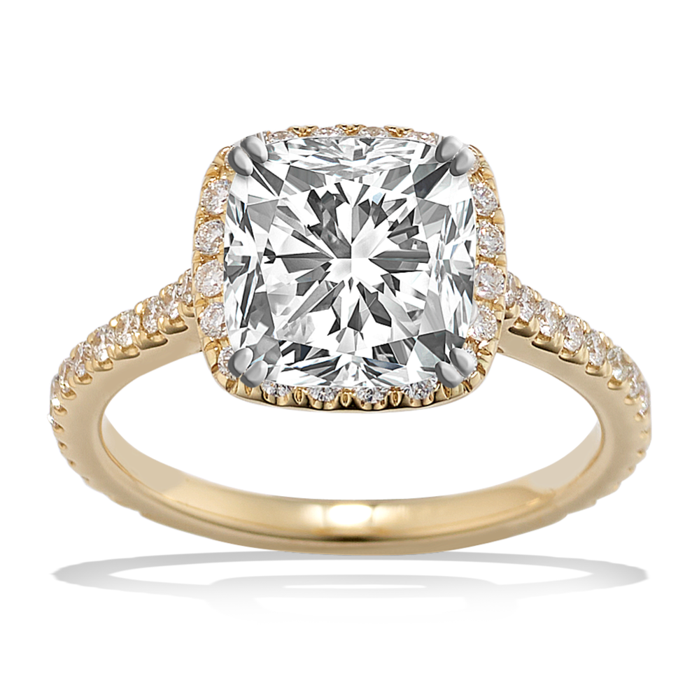 Ella Halo Engagement Ring for 2 ct Cushion