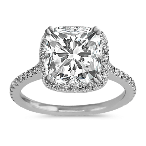 Slim Halo Engagement Ring for 2.75 ct Cushion