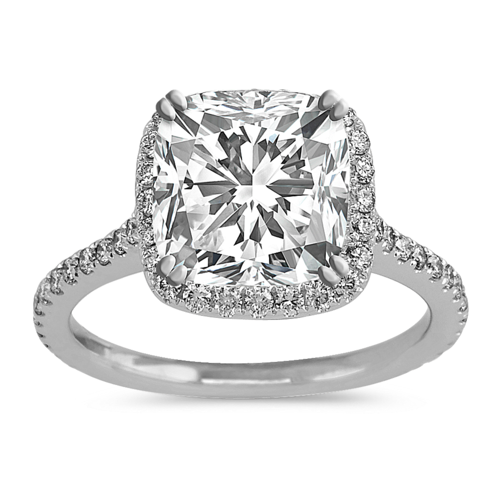Slim Halo Engagement Ring for 2.75 ct Cushion