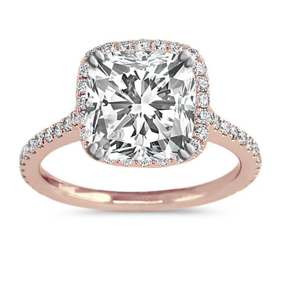 Slim Halo Engagement Ring for 2.75 ct Cushion