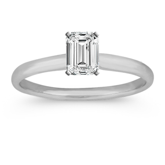 Classic Engagement Ring for .50 ct Round Gemstone with Emerald Cut Diamond