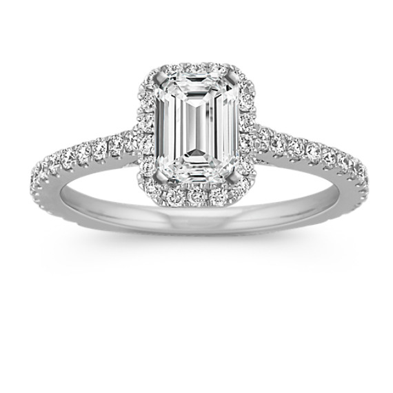 Virginia Diamond Halo Engagement Ring in 14K White Gold
