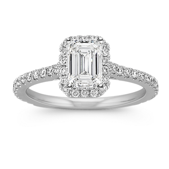 Ella Halo Engagement Ring for 0.75 ct Emerald Cut