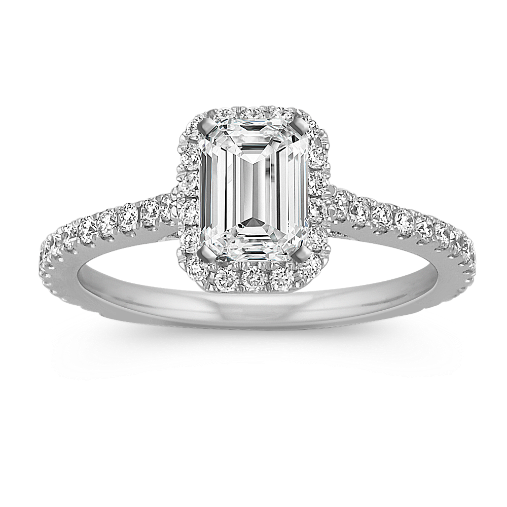 Virginia Diamond Halo Engagement Ring in 14K White Gold