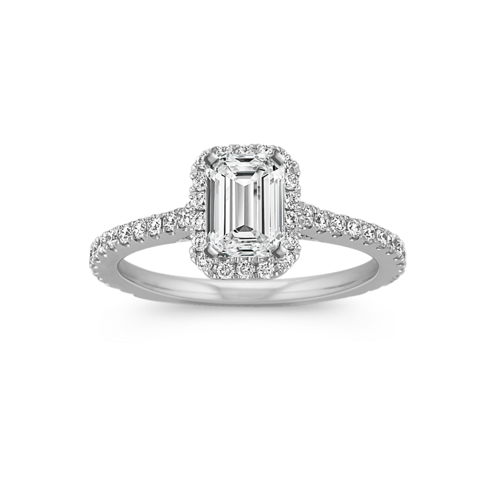Virginia Natural Diamond Halo Engagement Ring in 14K White Gold