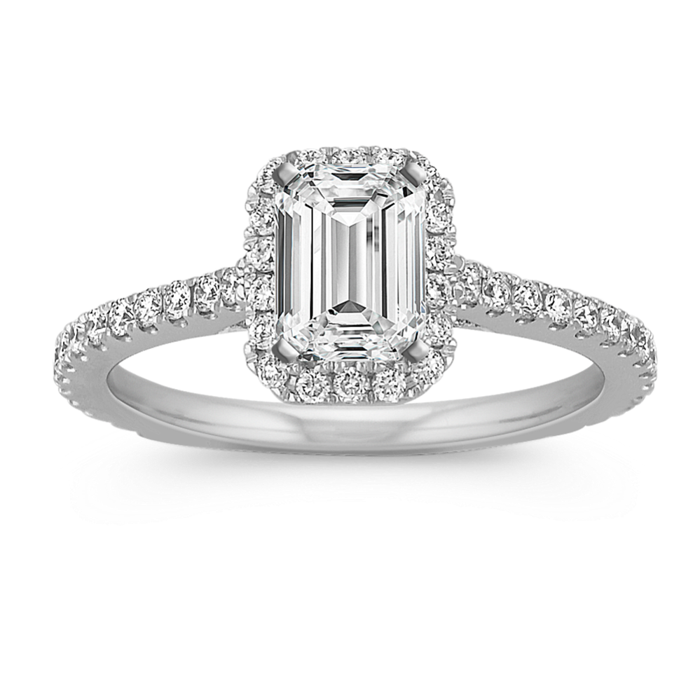 Ella Halo Engagement Ring for 0.75 ct Emerald Cut