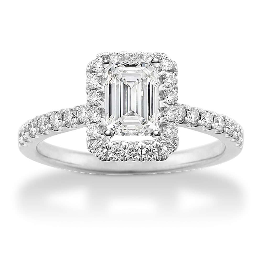 Vista Halo Engagement Ring for 0.75 ct Emerald Cut