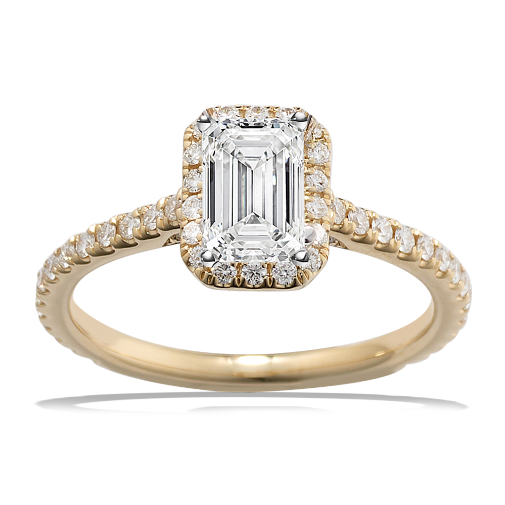 Ella Halo Engagement Ring for 0.75 ct Emerald Cut