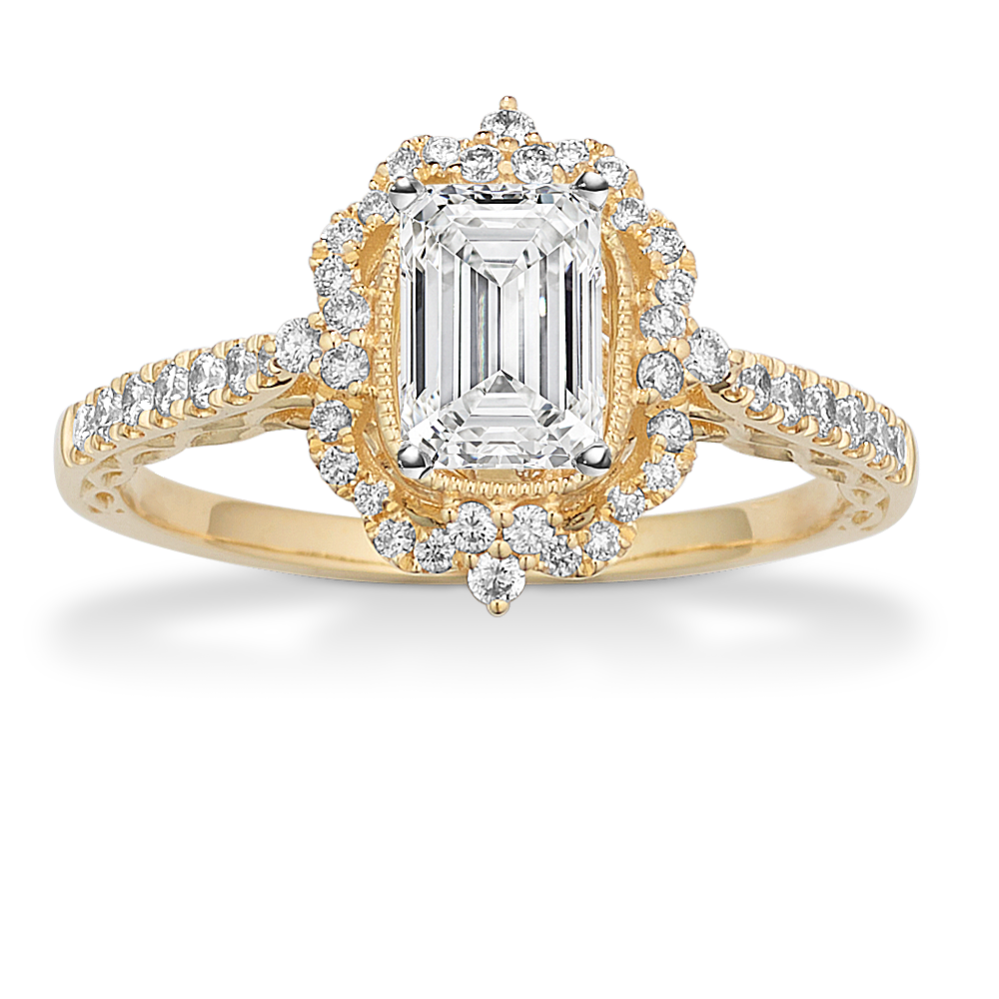 Royale Halo Engagement Ring in Yellow Gold | Shane Co.