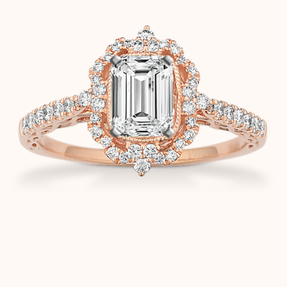 Vintage Halo Diamond Engagement Ring Shane Co