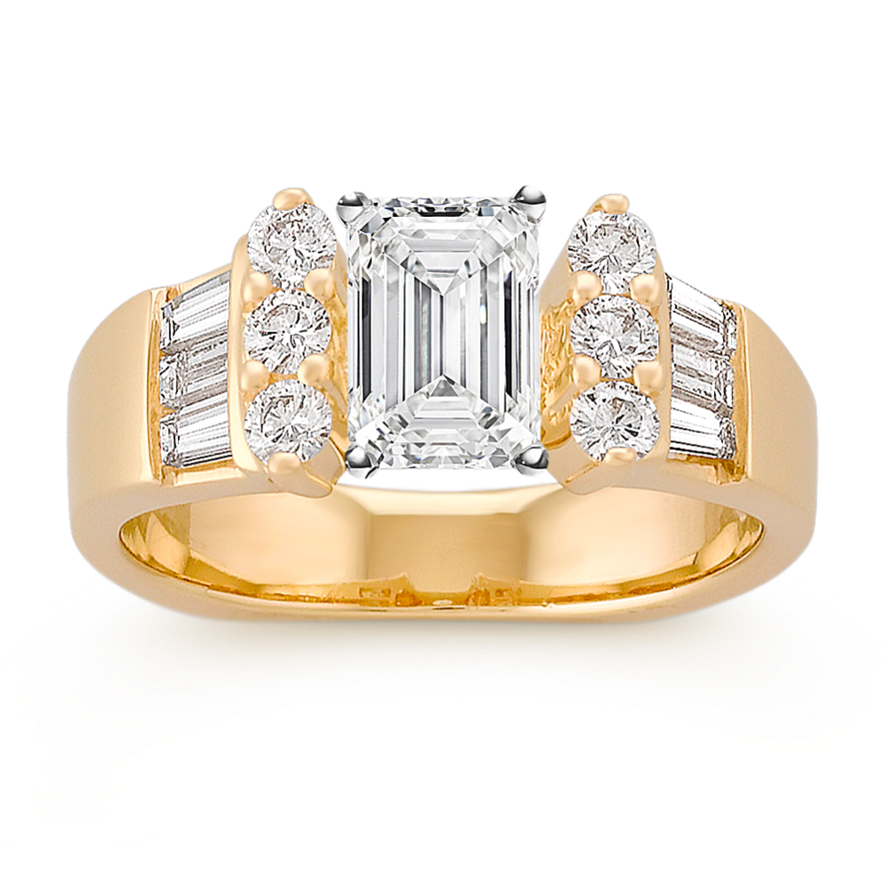 Baguette and Round Diamond Engagement Ring