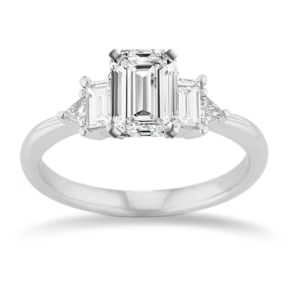 Paris Three-Stone Engagement Ring in 14K White Gold