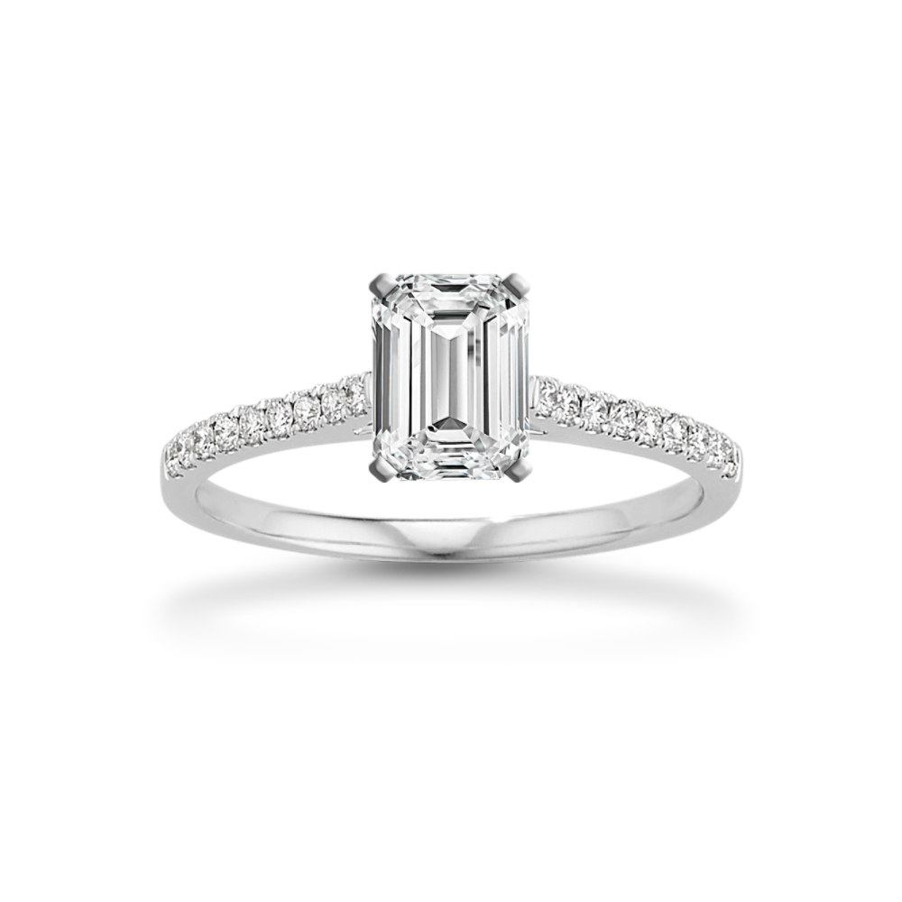 Melody Cathedral Natural Diamond Engagement Ring in Platinum