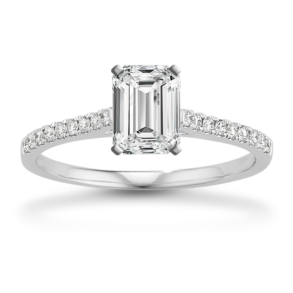 Melody Pave Cathedral Engagement Ring in Platinum
