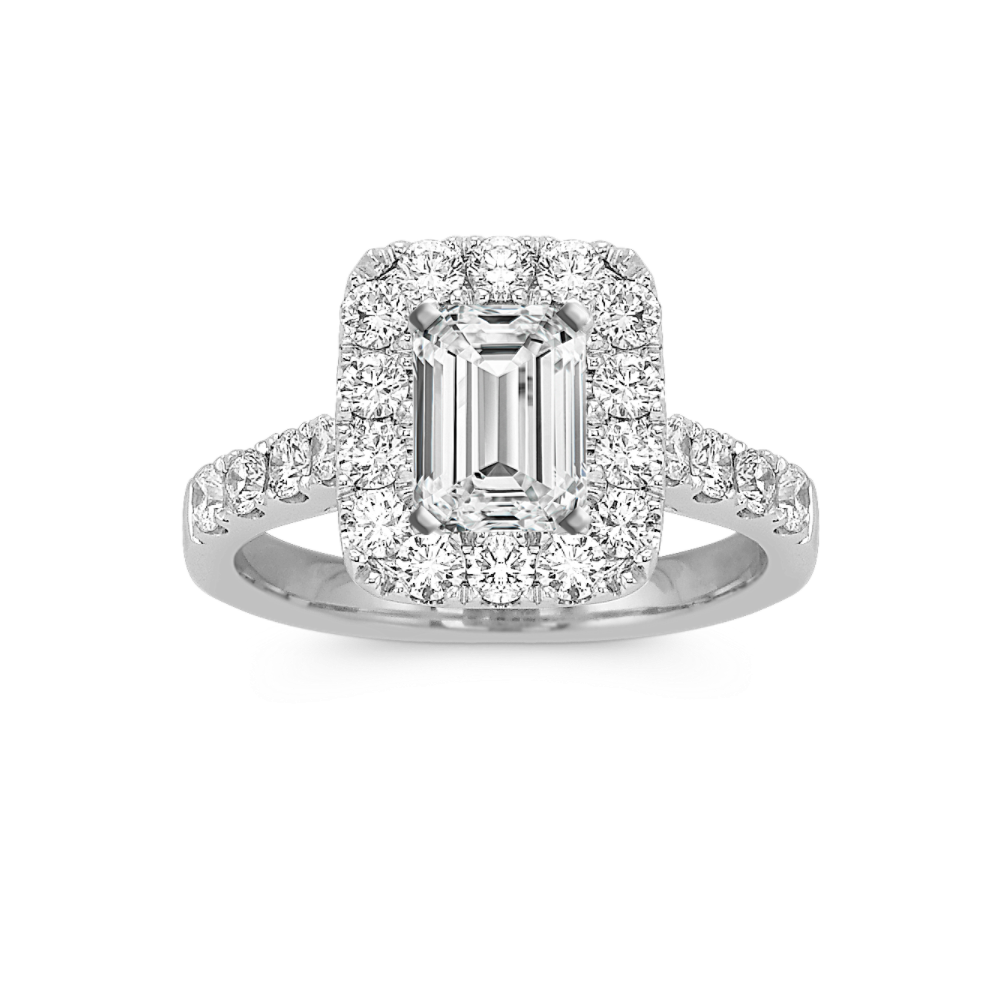 Sydney Emerald Halo Diamond Engagement Ring