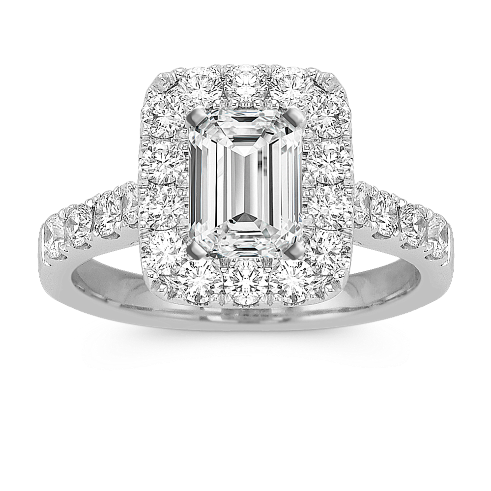 Brava Halo Engagement Ring (Emerald Cut)