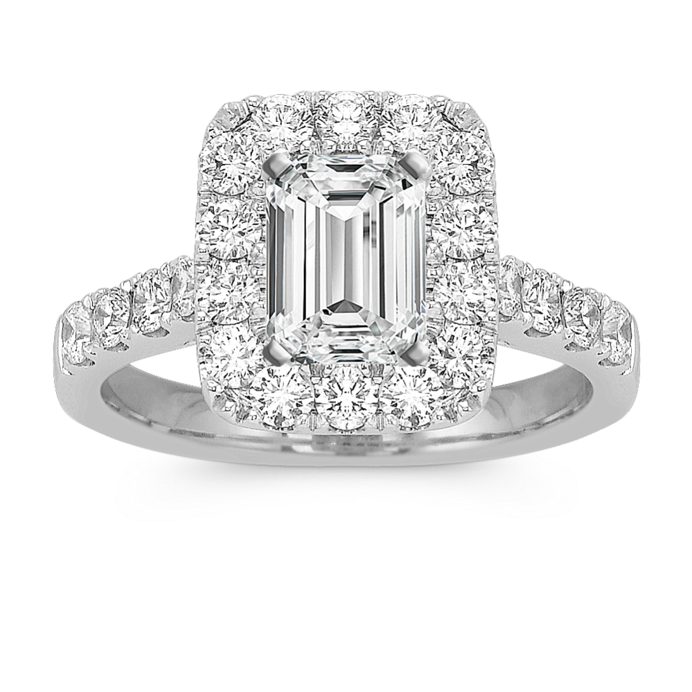 Brava Halo Engagement Ring for 1 ct Emerald Cut