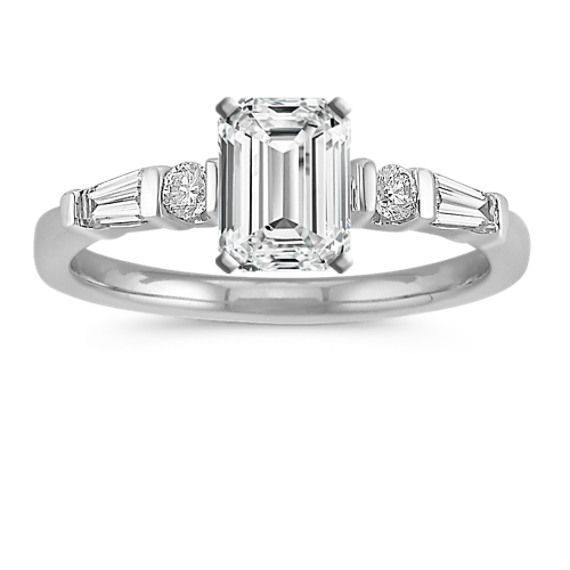 Baguette and Round Diamond Engagement Ring