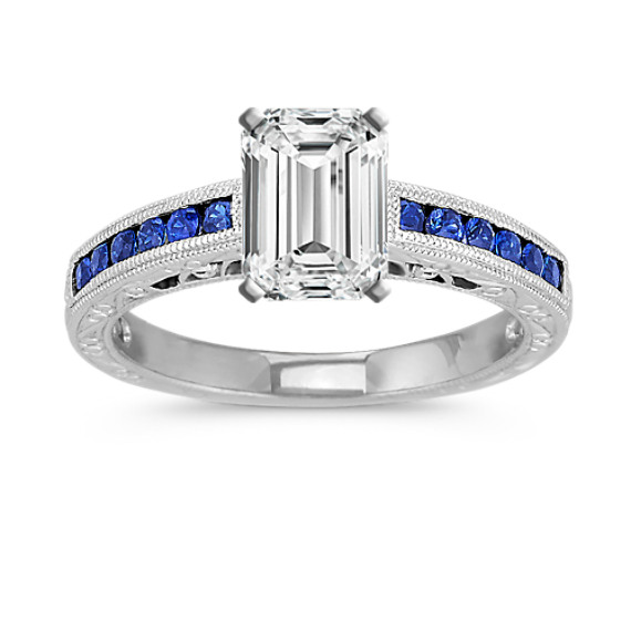 Vintage Sapphire Engagement Ring with Channel-Setting