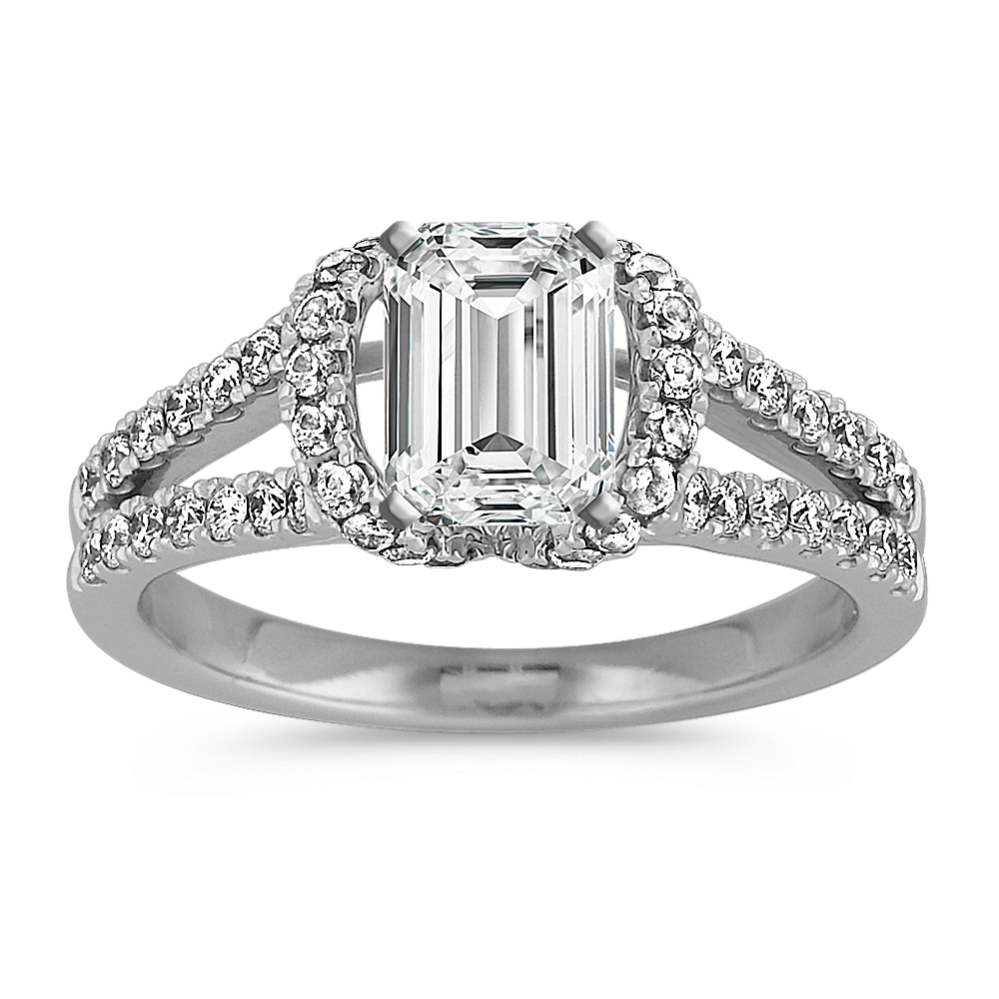 Diamond Engagement Ring with Pave Setting in Platinum