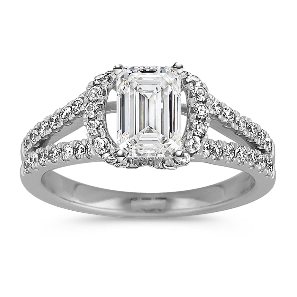 Diamond Engagement Ring with Pave Setting in Platinum